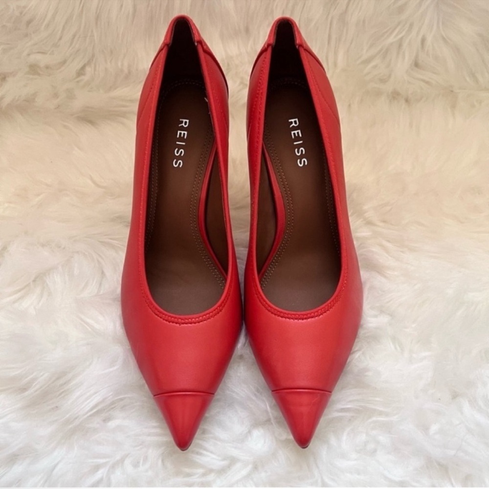 NEW! REISS London “Lowri” Red Leather Court Pumps Heels - Picture 8 of 16